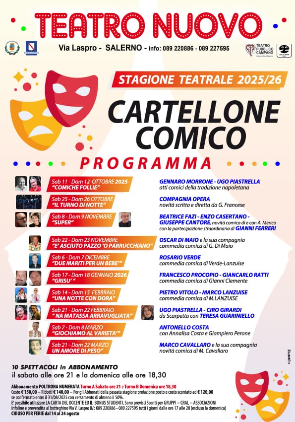 Teatro Nuovo - Cartellone comico 2025-2026